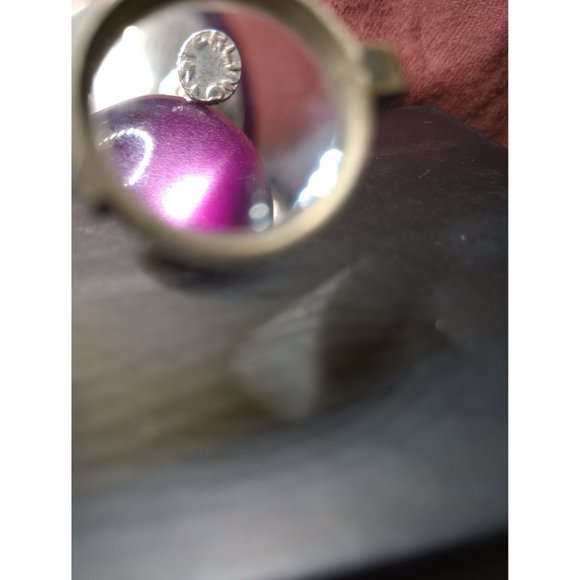 Vintage Sterling Purple Moonglow Screwback Earrings - Picture 5 of 7